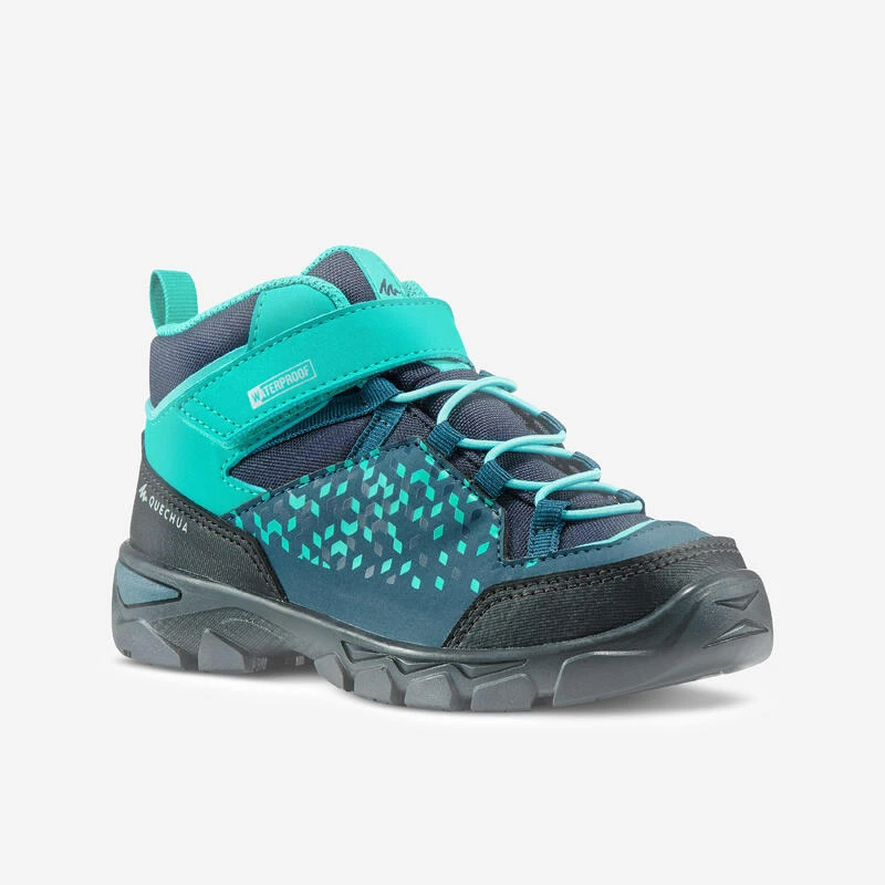 Quechua Chaussures Imperméables De Randonnée - MH120 MID Turquoises - Enfant 28 AU 34 1 Quechua Chaussures Imperméables De Randonnée - MH120 MID Turquoises - Enfant 28 AU 34