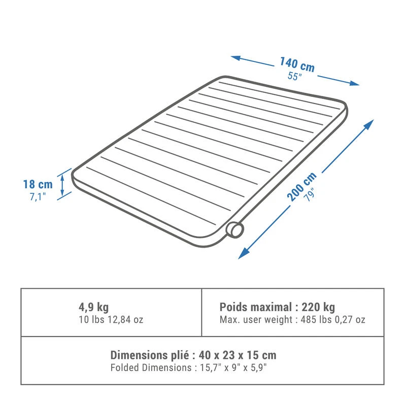 Quechua MATELAS GONFLABLE DE CAMPING - AIR SECONDS 140 CM - 2 PERSONNES 2 Quechua MATELAS GONFLABLE DE CAMPING - AIR SECONDS 140 CM - 2 PERSONNES â Image 2