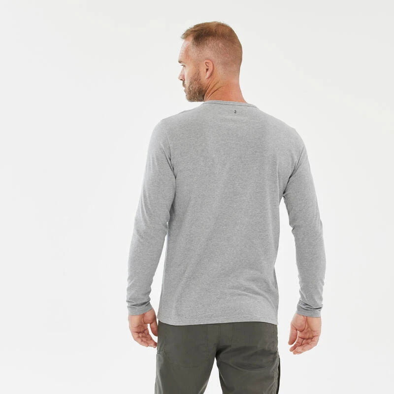 Quechua Tee-shirt NH100 ML Homme - Gris Clair 3 Quechua Tee-shirt NH100 ML Homme - Gris Clair – Image 3