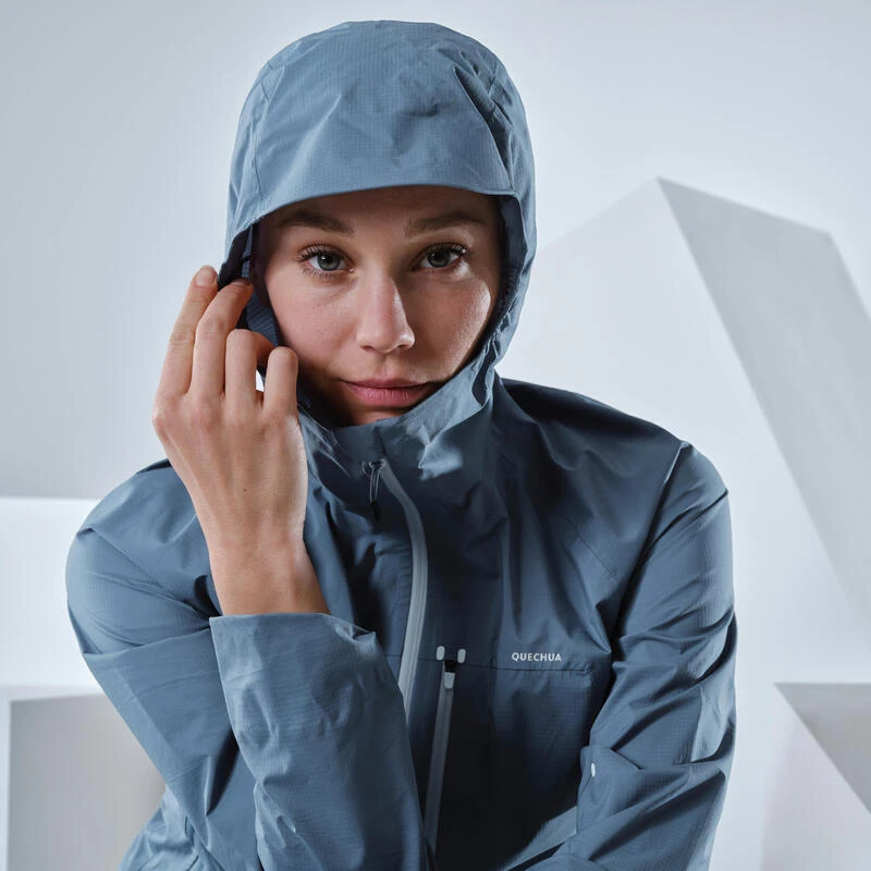 Quechua Veste Imperméable Ultra Légère De Randonnée Rapide - FH500 Rain - Femme Bleu 3 Quechua Veste Imperméable Ultra Légère De Randonnée Rapide - FH500 Rain - Femme Bleu – Image 3